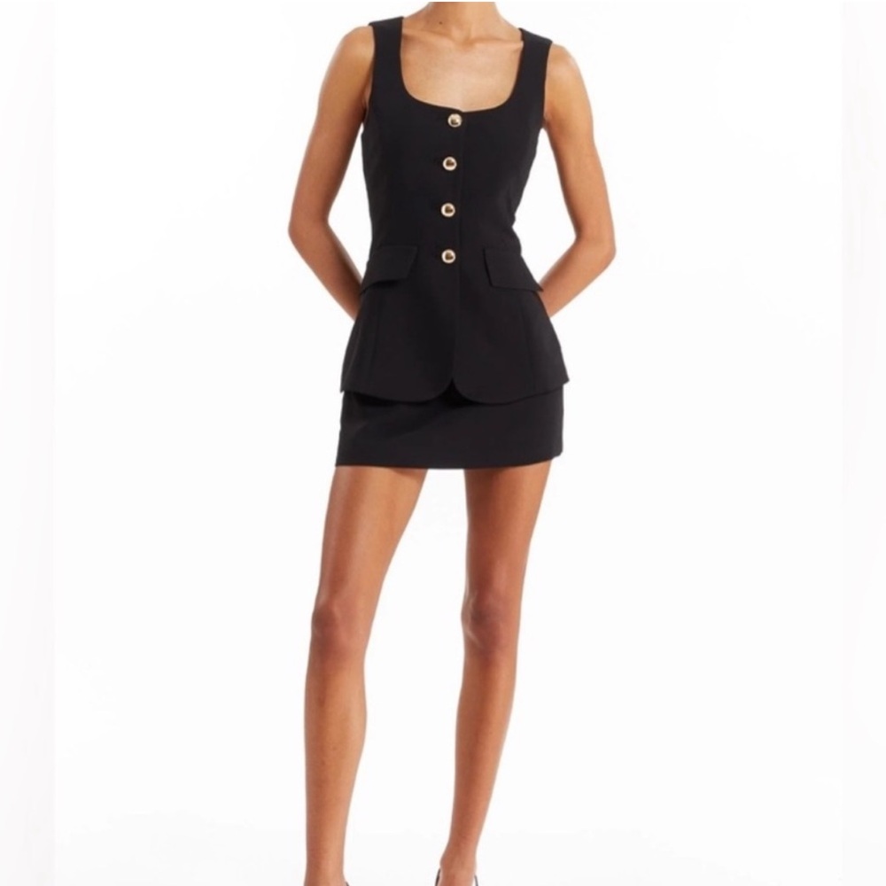 Amanda Uprichard Kya Black Sleeveless Button Front Romper
